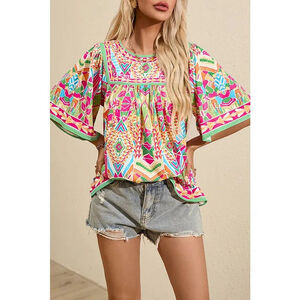 Spring/Summer Women's Color Block Fashion Blouse Sz L